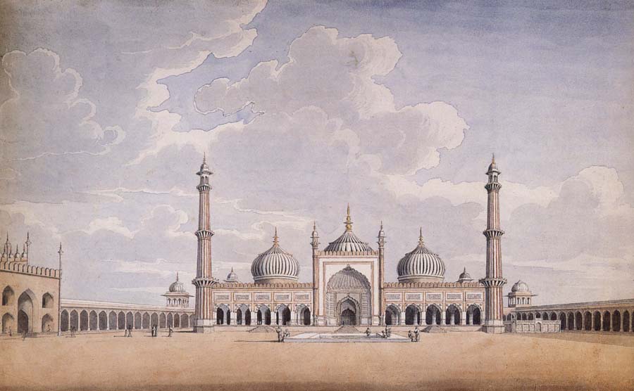 View across the Courtyard of  the Jama Masjid in Delhi